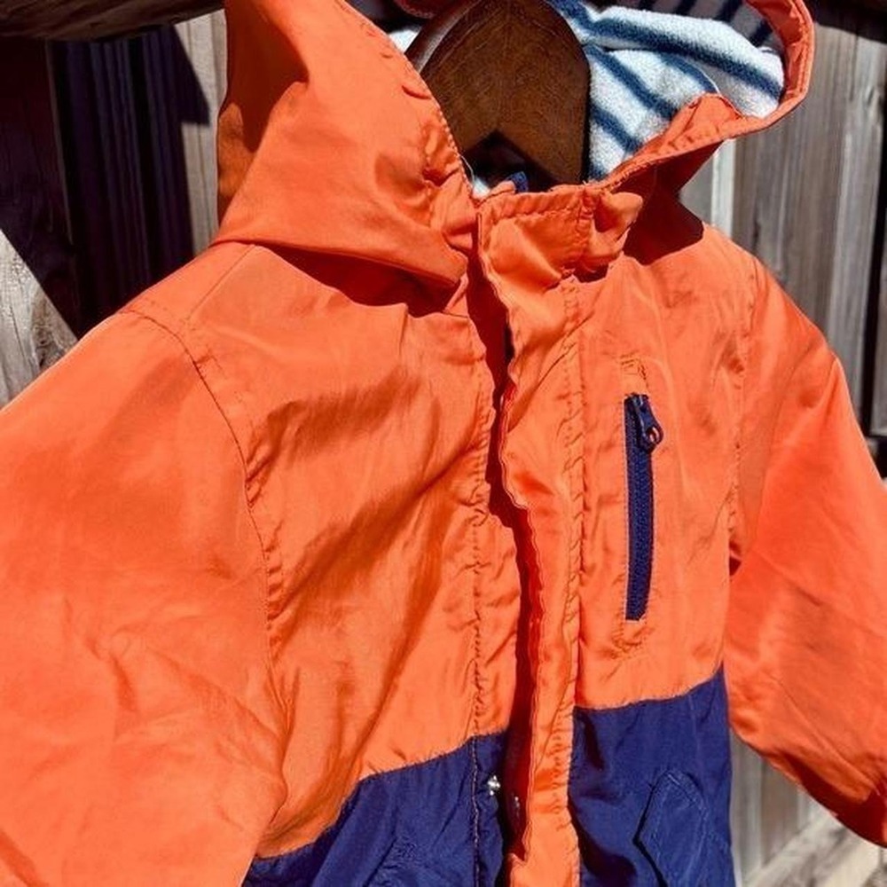 OshKosh Bgosh Windbreaker Kids 5T Orange Navy Good Fleece Lined Hooded